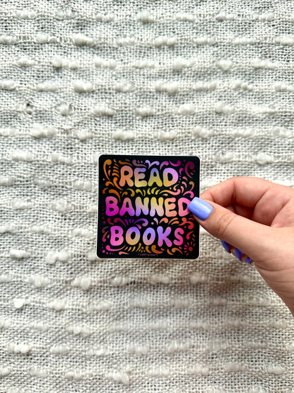 Read Banned Books Vinyl Sticker, 3x3in.