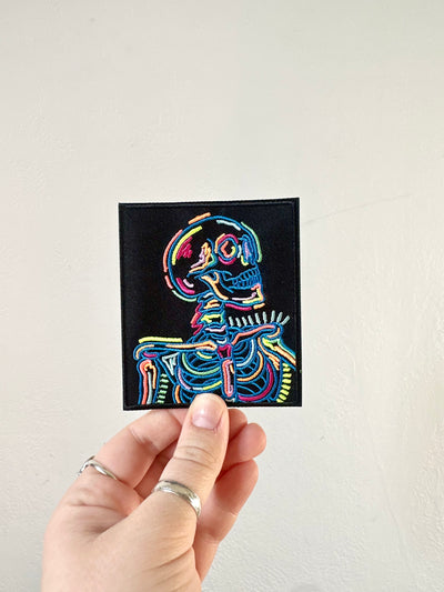 Neon Skeleton Embroidered Iron on Patch,