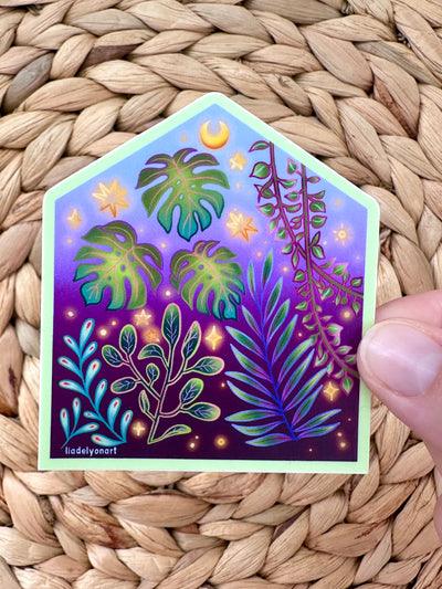 Tropical Greenhouse Vinyl Sticker, 3 x 2.6 in.