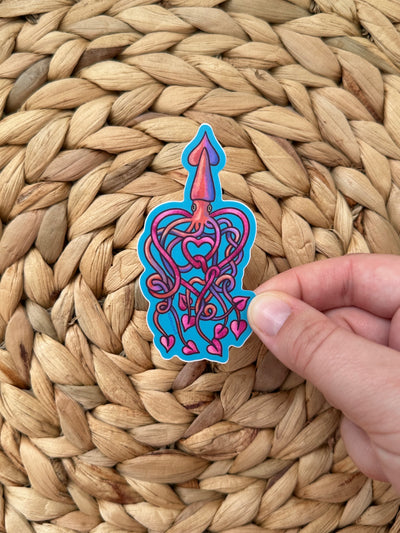 Heart Squid Vinyl Sticker, 1.7x3.3 in.