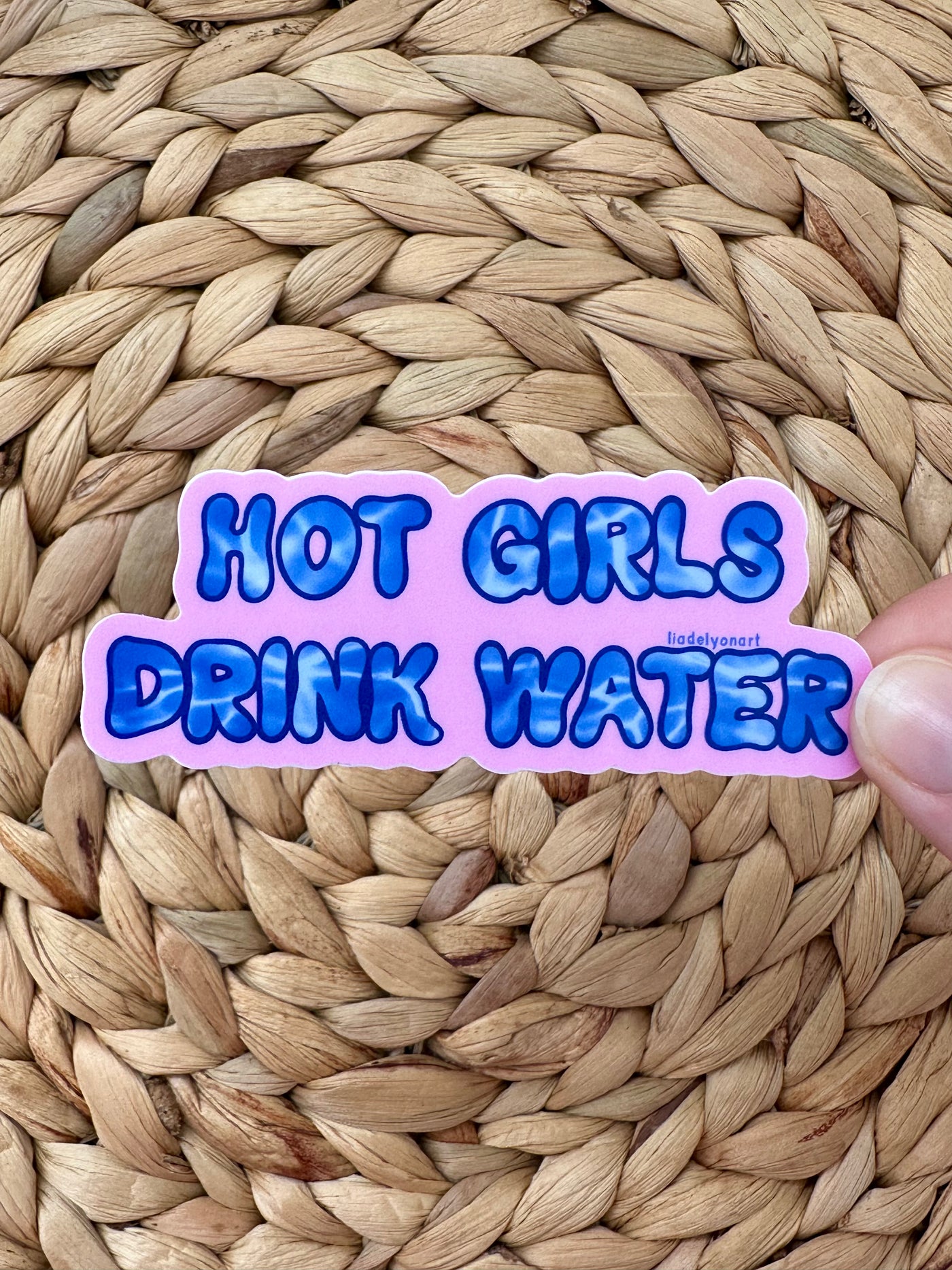 Hot Girls Drink Water Vinyl Sticker, 3.5 x 1.3 in.