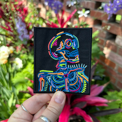Neon Skeleton Embroidered Iron on Patch,