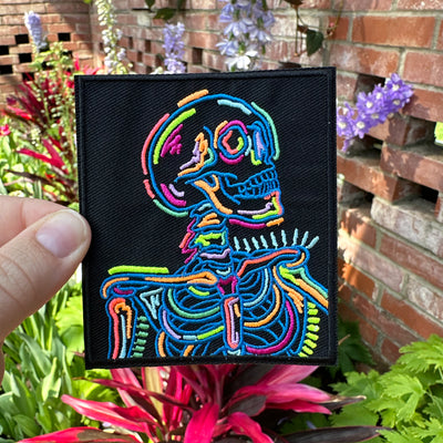 Neon Skeleton Embroidered Iron on Patch,