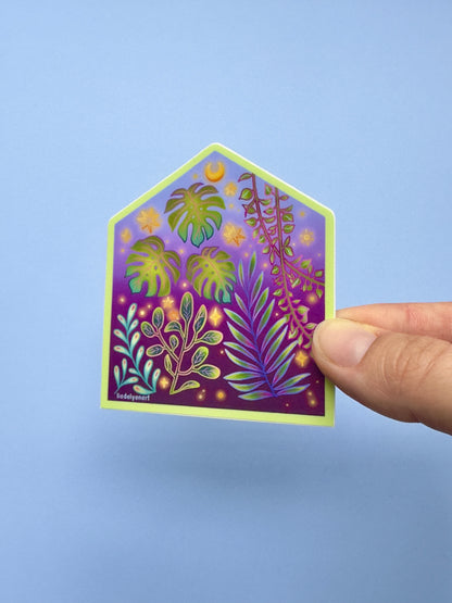 Tropical Greenhouse Vinyl Sticker, 3 x 2.6 in.