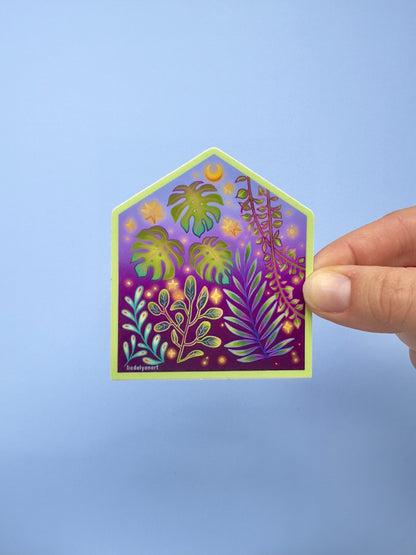 Tropical Greenhouse Vinyl Sticker, 3 x 2.6 in.