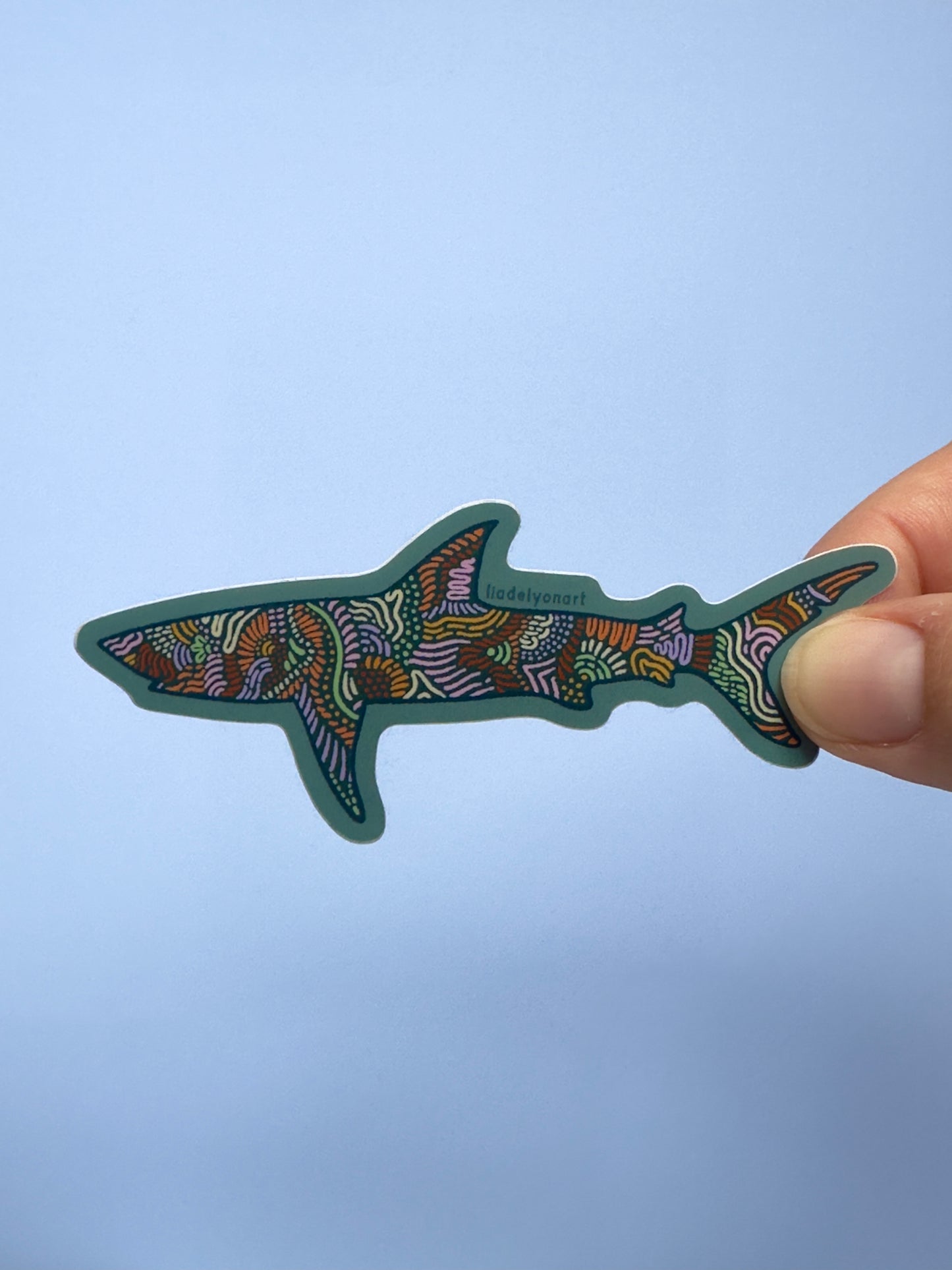 Abstract Shark Vinyl Sticker, 3.5 x1.5 in.