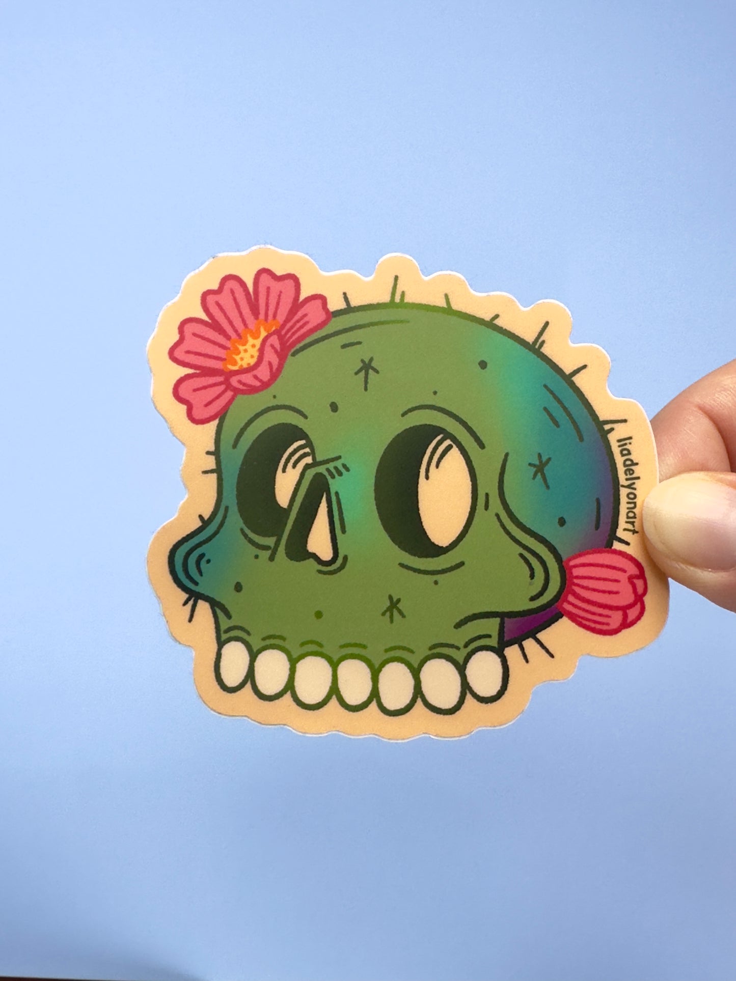 Cactus Skull Vinyl Sticker, 3 x 2.9 in.