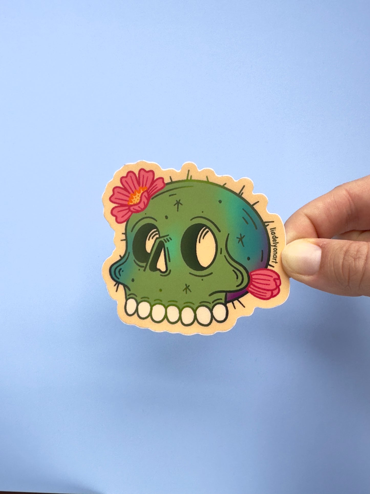 Cactus Skull Vinyl Sticker, 3 x 2.9 in.