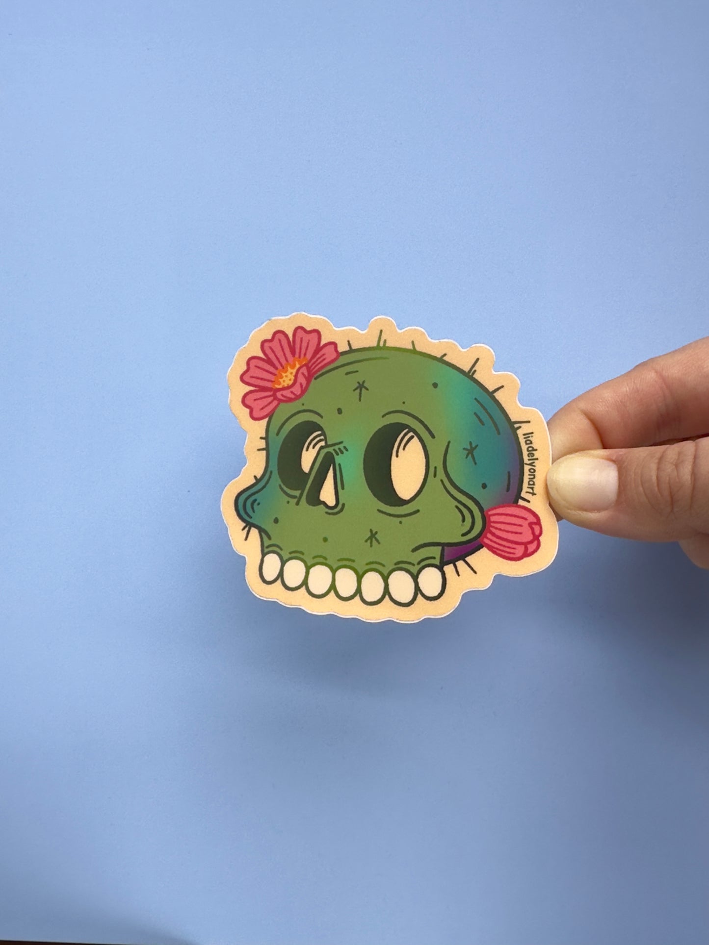 Cactus Skull Vinyl Sticker, 3 x 2.9 in.