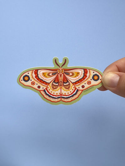 Green Moth Vinyl Sticker, 3.2 x 1.7 in.