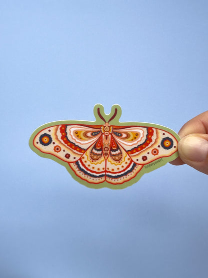 Green Moth Vinyl Sticker, 3.2 x 1.7 in.