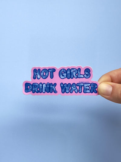 Hot Girls Drink Water Vinyl Sticker, 3.5 x 1.3 in.