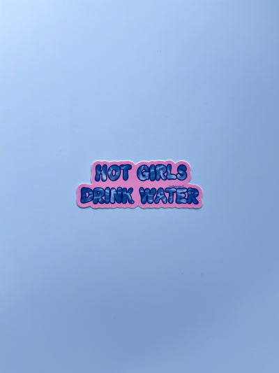 Hot Girls Drink Water Vinyl Sticker, 3.5 x 1.3 in.