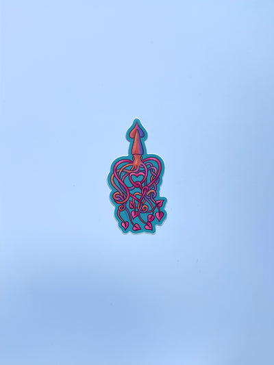 Heart Squid Vinyl Sticker, 1.7x3.3 in.