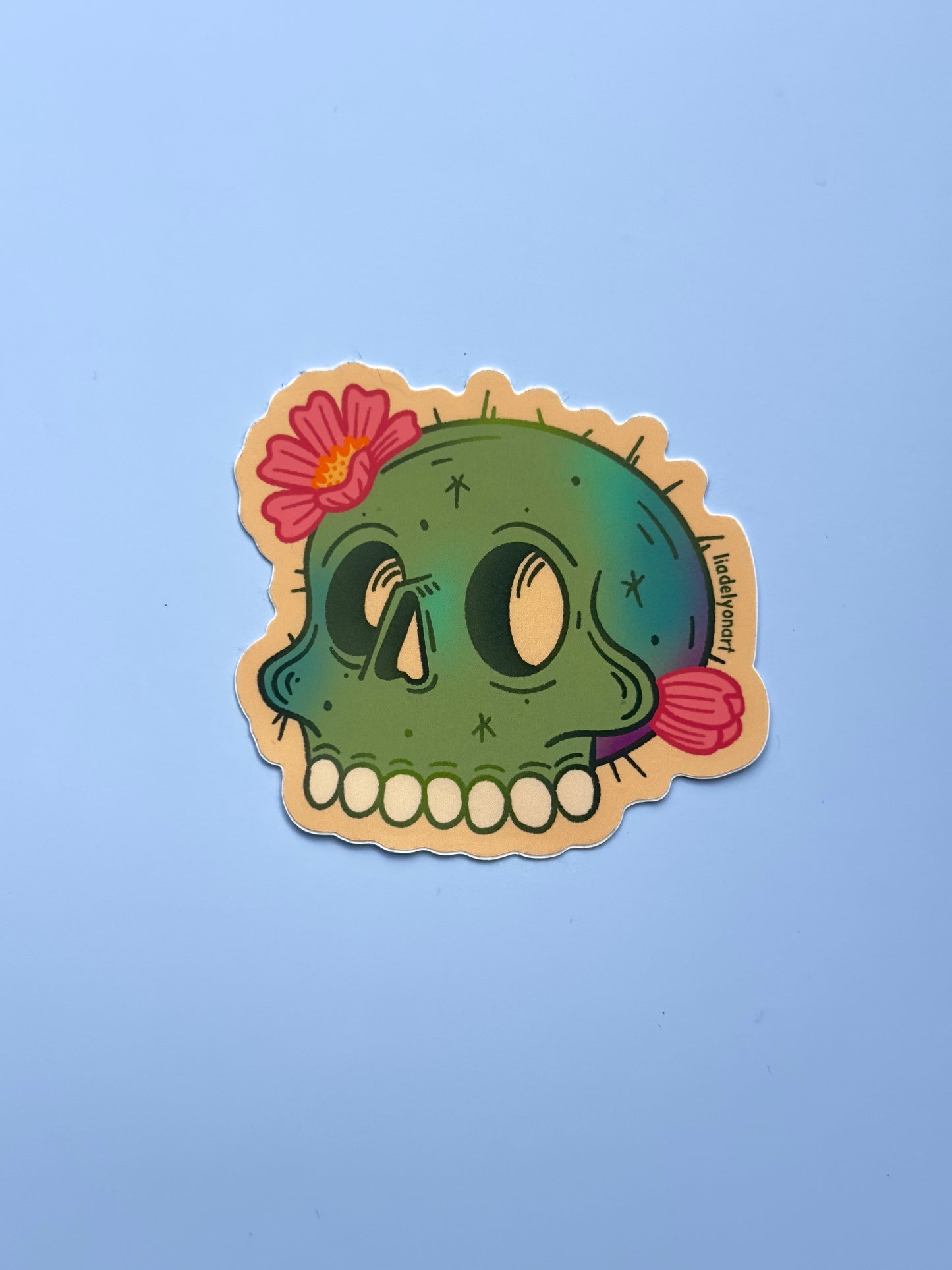 Cactus Skull Vinyl Sticker, 3 x 2.9 in.