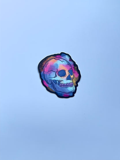 Watercolor Skull Vinyl Sticker, 3x2.85