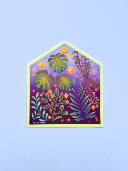 Tropical Greenhouse Vinyl Sticker, 3 x 2.6 in.