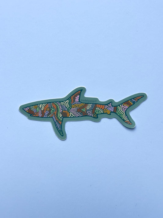 Abstract Shark Vinyl Sticker, 3.5 x1.5 in.