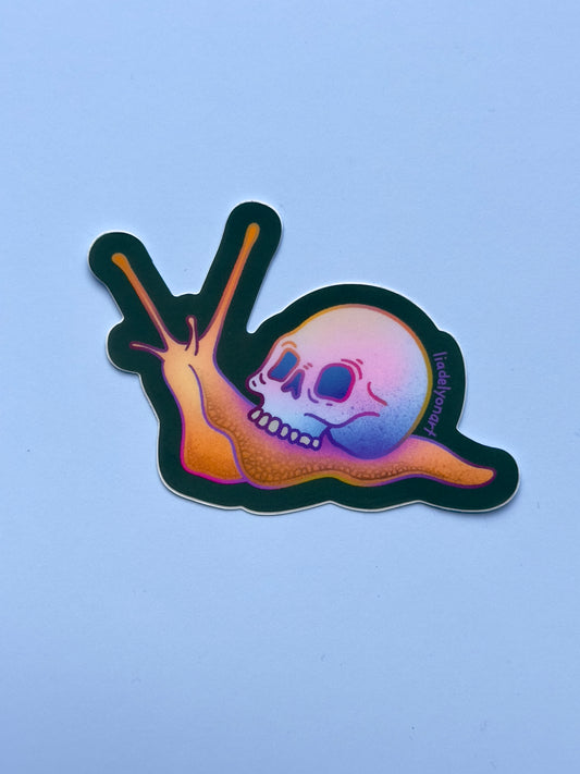 Snail Skull Vinyl Sticker, 3.3 x 2.43 in.