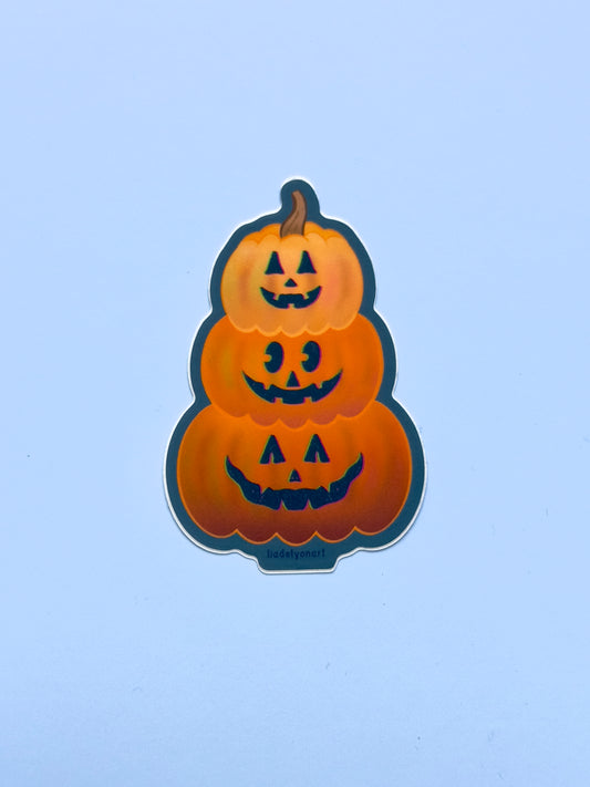 Pumpkin Stack Vinyl Sticker, 3 x 2 in.