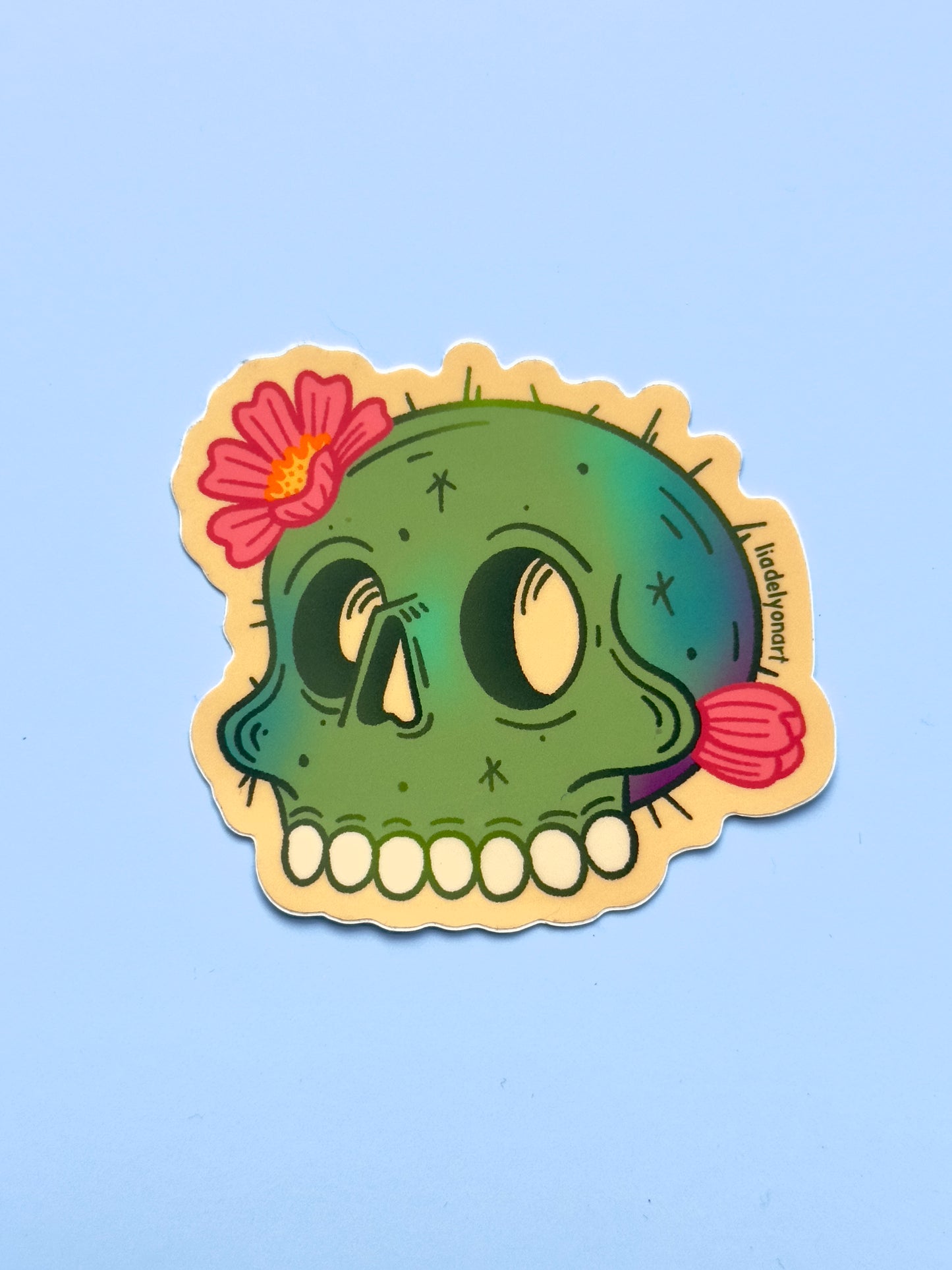 Cactus Skull Vinyl Sticker, 3 x 2.9 in.