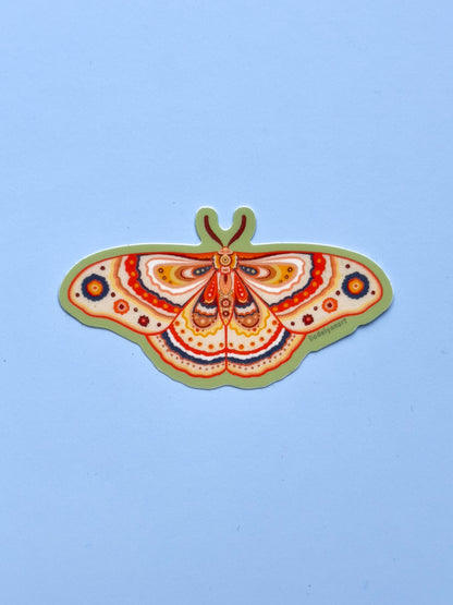 Green Moth Vinyl Sticker, 3.2 x 1.7 in.