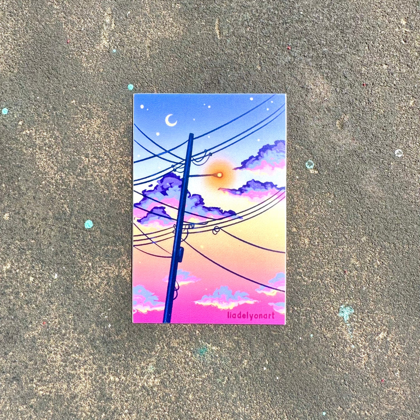 Sunset Telephone Pole Matte Vinyl Sticker