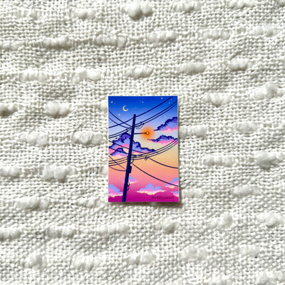 Sunset Telephone Pole Matte Vinyl Sticker