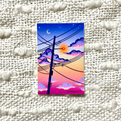 Sunset Telephone Pole Matte Vinyl Sticker