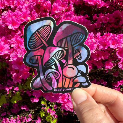 Watercolor Mushroom Vinyl Sticker, 3x2.5 in.