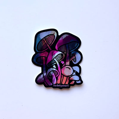 Watercolor Mushroom Vinyl Sticker, 3x2.5 in.