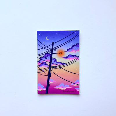 Sunset Telephone Pole Matte Vinyl Sticker