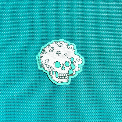 Smoking Skeleton vinyl Sticker, 3x2.8 in.