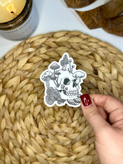 Mushroom Skull Vinyl Sticker, 3x2.6 in.