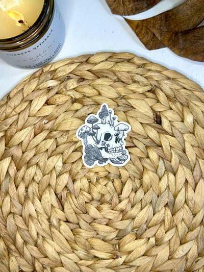 Mushroom Skull Vinyl Sticker, 3x2.6 in.