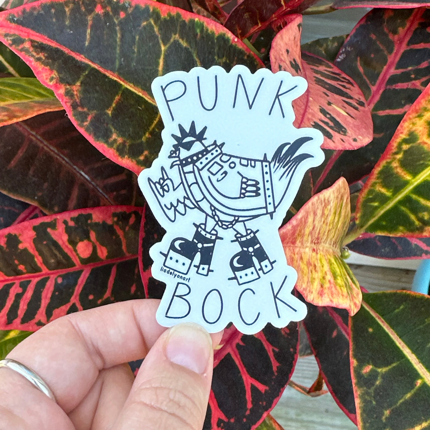 Punk Rock Chicken Vinyl Sticker, 2.1 x 3 in.