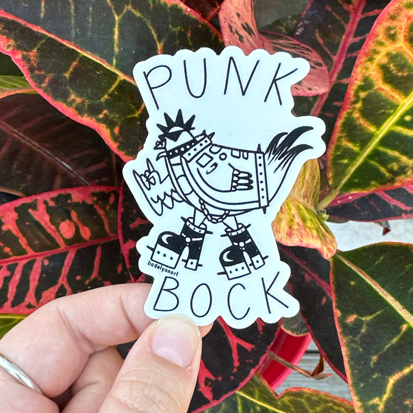 Punk Rock Chicken Vinyl Sticker, 2.1 x 3 in.