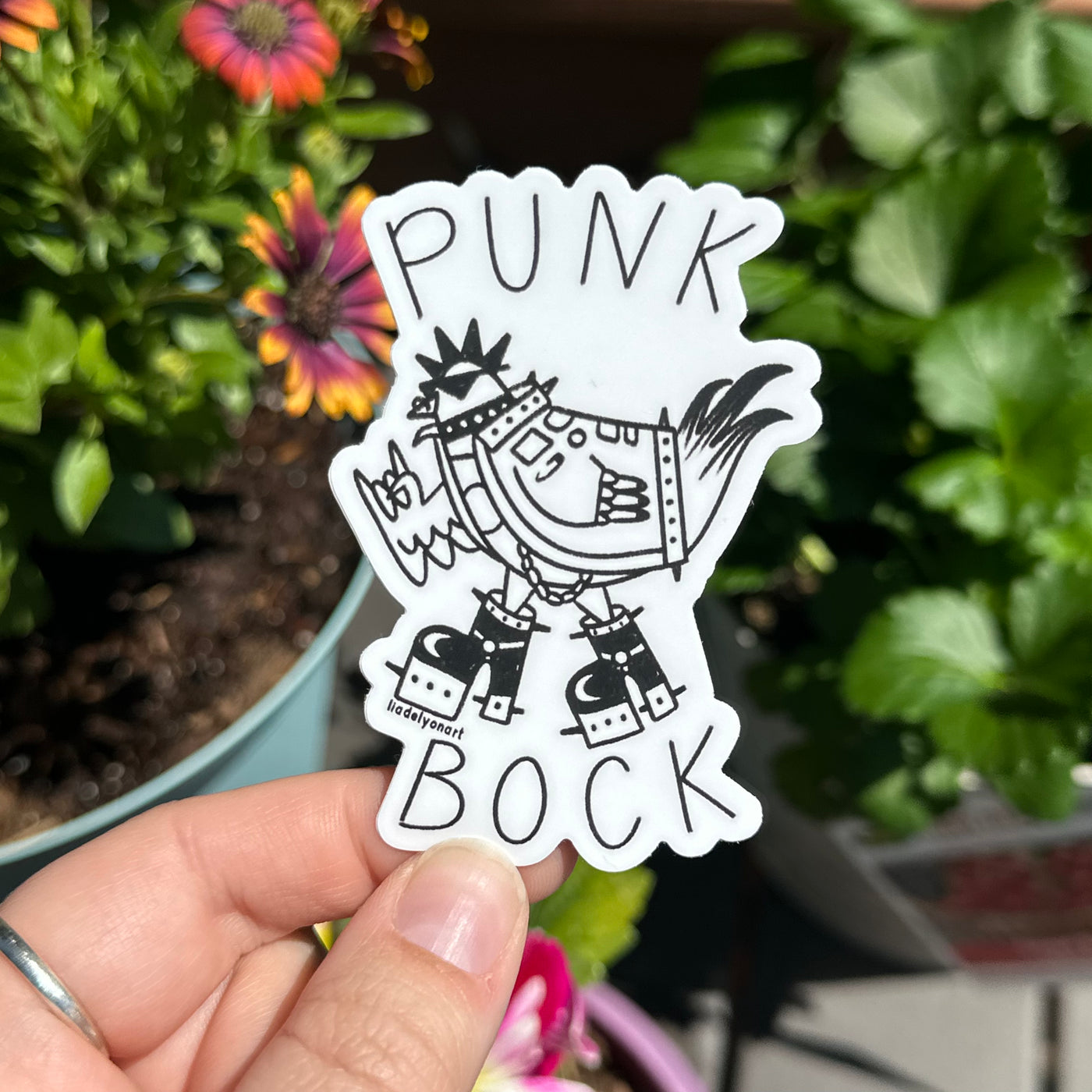 Punk Rocker Chicken Punk Rock Chicken Vinyl Sticker, 2.1 x 3 in. – Lia de Lyon Art