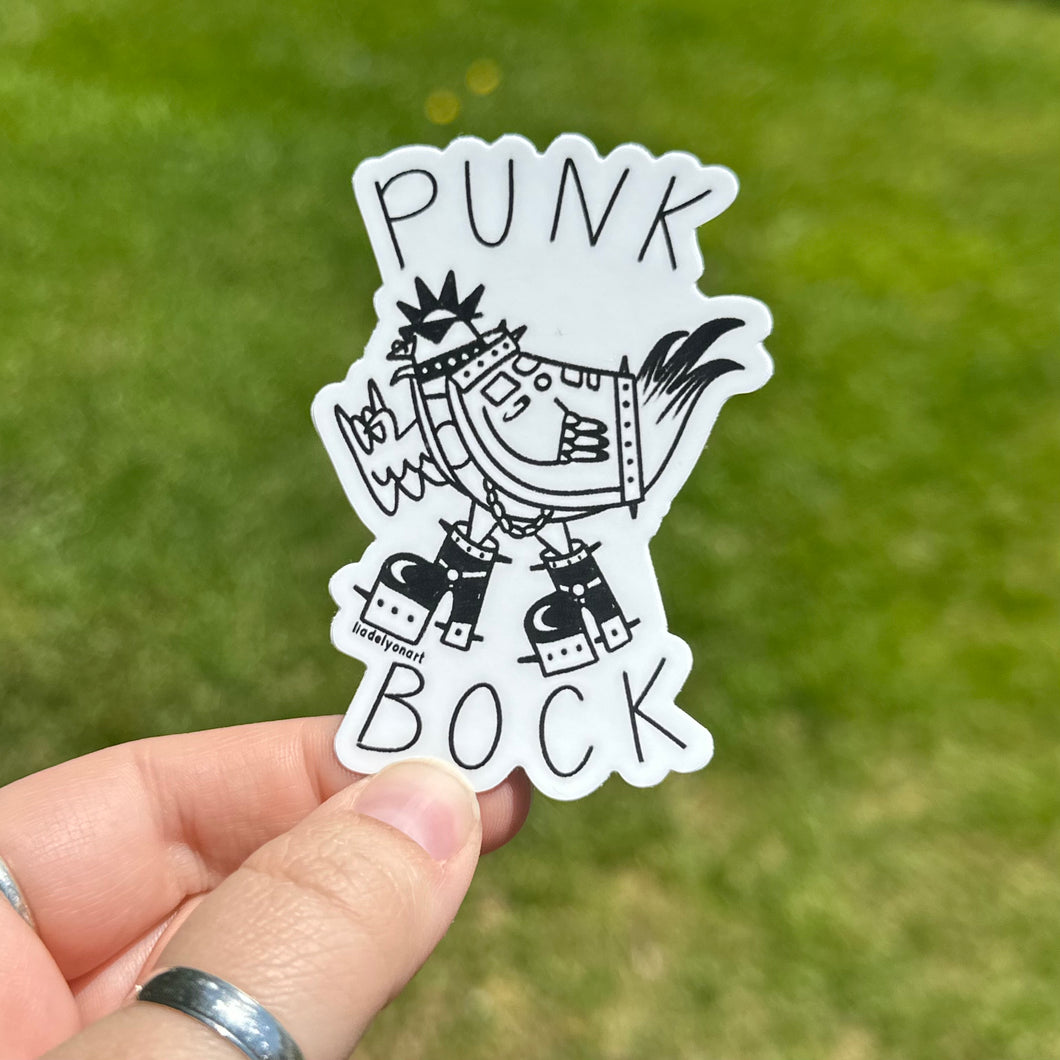 Punk Rock Chicken Vinyl Sticker, 2.1 x 3 in.