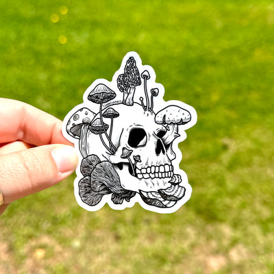 Mushroom Skull Vinyl Sticker, 3x2.6 in.
