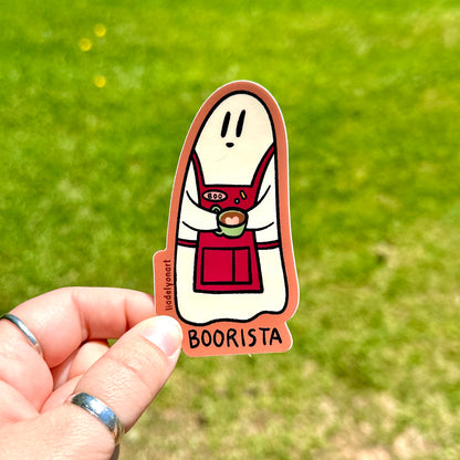 Ghost Barista Vinyl Sticker, 3.5x1.8 in.