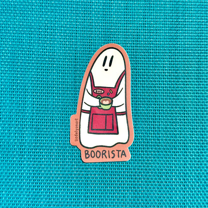 Ghost Barista Vinyl Sticker, 3.5x1.8 in.