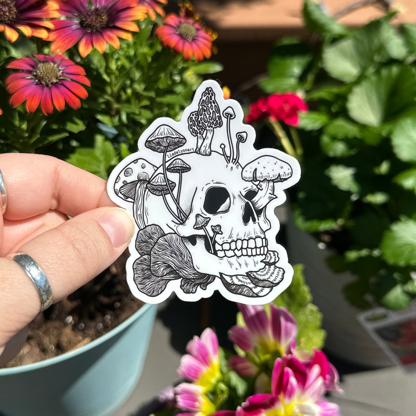 Mushroom Skull Vinyl Sticker, 3x2.6 in.