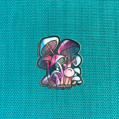 Watercolor Mushroom Vinyl Sticker, 3x2.5 in.