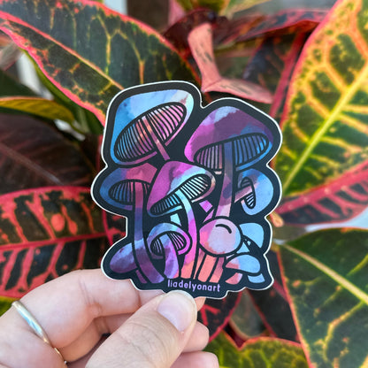 Watercolor Mushroom Vinyl Sticker, 3x2.5 in.