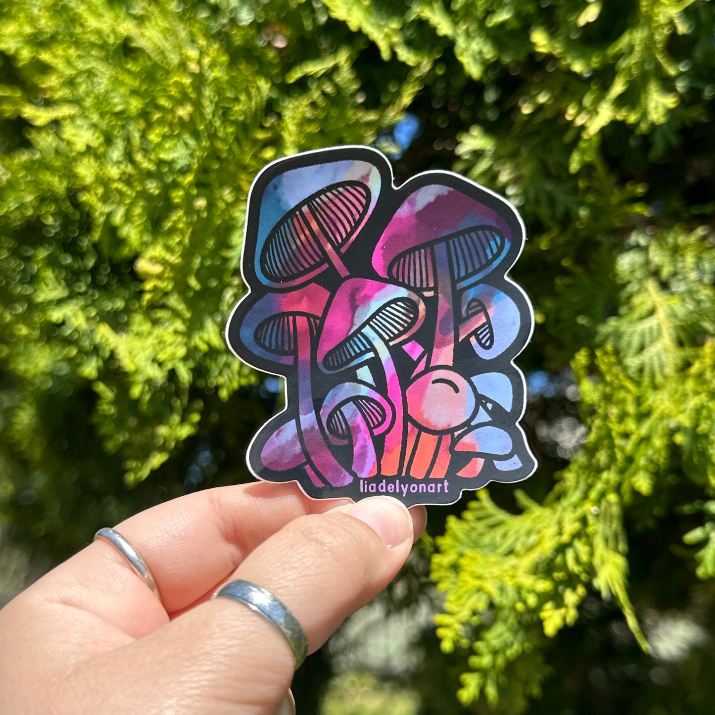 Watercolor Mushroom Vinyl Sticker, 3x2.5 in.