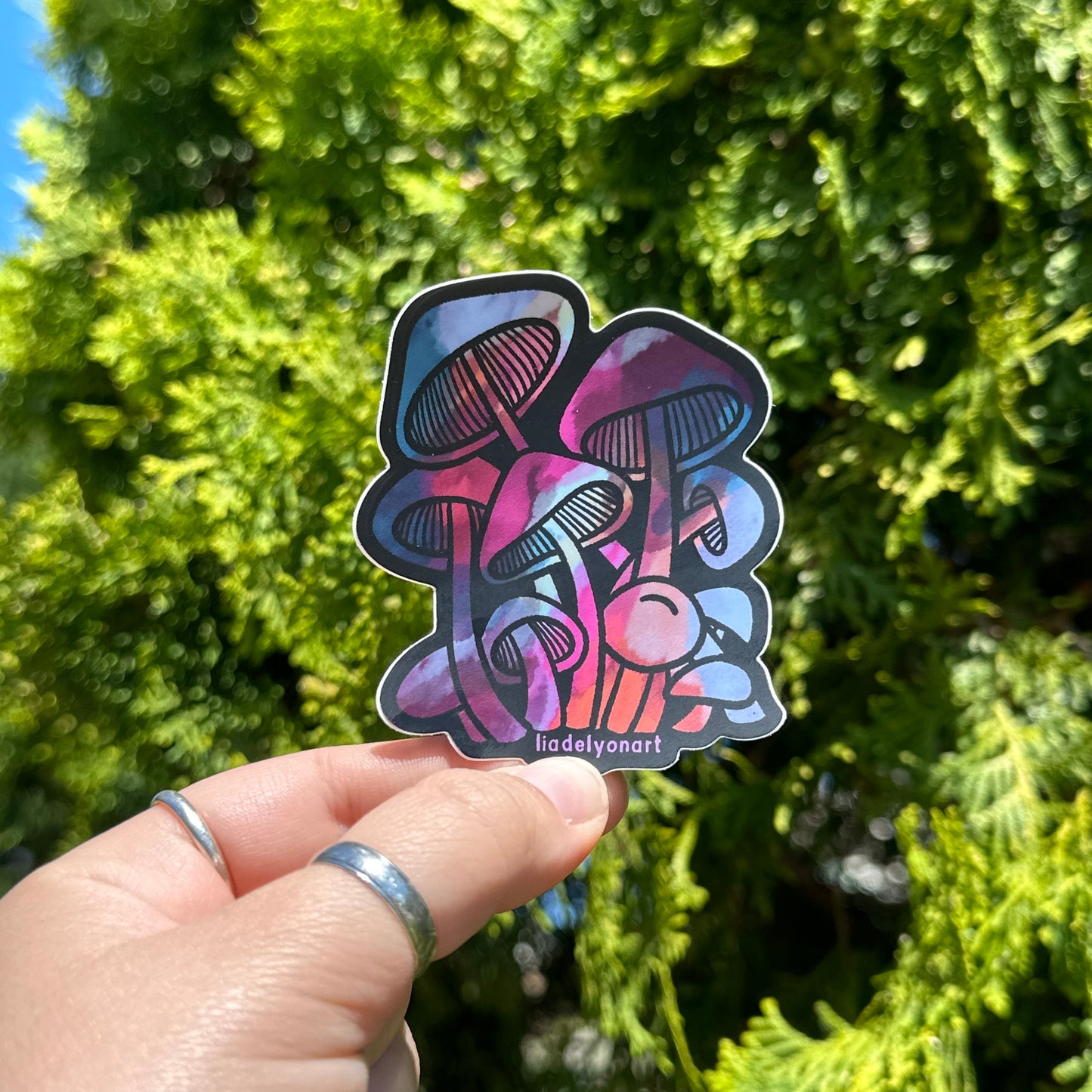 Watercolor Mushroom Vinyl Sticker, 3x2.5 in.