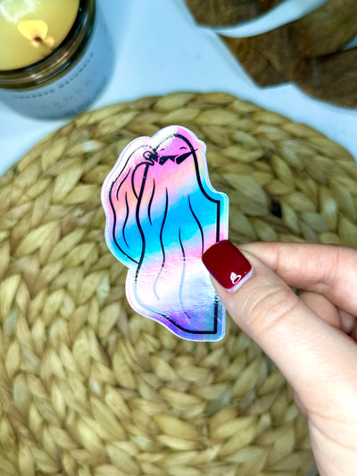 Spooky Sunglasses Holographic Vinyl Sticker, 1.8x3 in.
