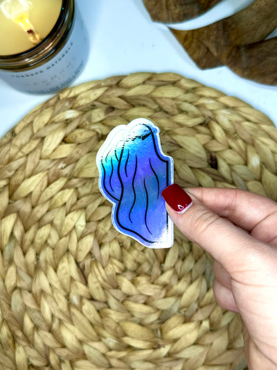 Spooky Sunglasses Holographic Vinyl Sticker, 1.8x3 in.