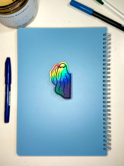Spooky Sunglasses Holographic Vinyl Sticker, 1.8x3 in.